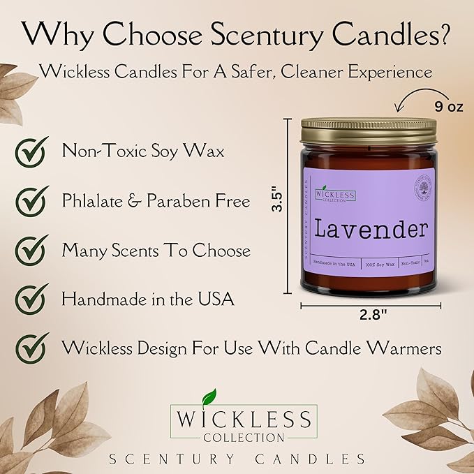 Wickless Peppermint Eucalyptus Scented Candles for Candle Warmer Lamp, Many Scents to Choose, 100% Non-Toxic Soy Wax, Candle Melts for Warming Plate, Handmade in The USA (Peppermint Eucalyptus)