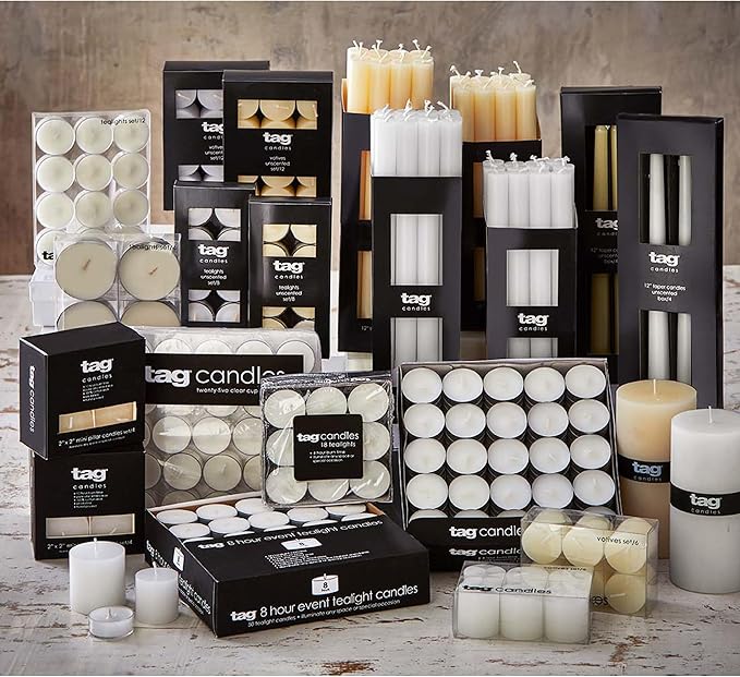tag Chapel 3X3 Ivory Pillar Paraffin Wax Candle Unscented Drip-Free Long Burning 32 Hours For Home Decor Wedding Parties Dining Dinner Kitchen Table Tabletop Living Room End Table Decor Decoration 3x3