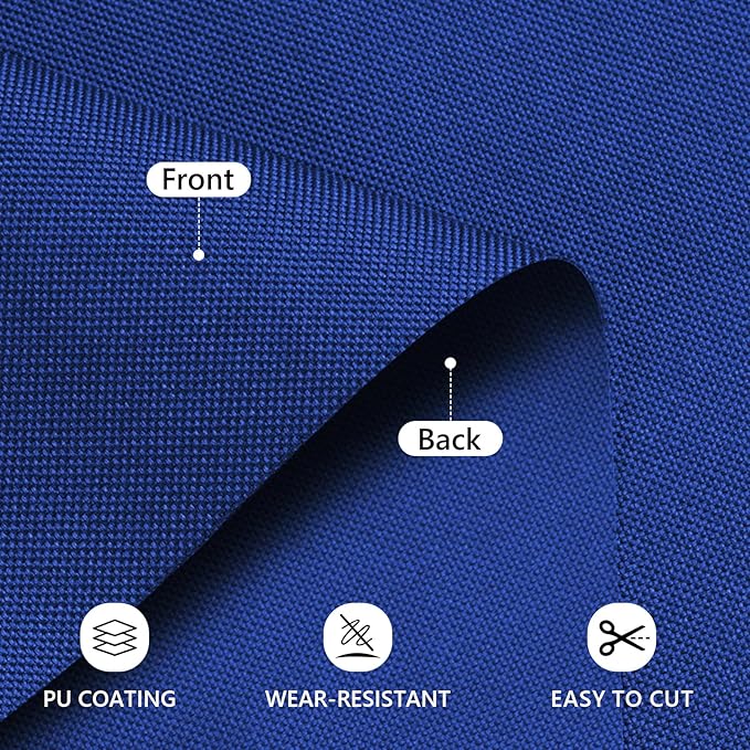 Waterproof Canvas Fabric by The Yard 58inch 600D Upholstery Material Polyester Fabric Outdoor Water Resistant Fabric for Sewing Chair Patio Cushion Purse Bag Interior, 15 Yard Royal Blue