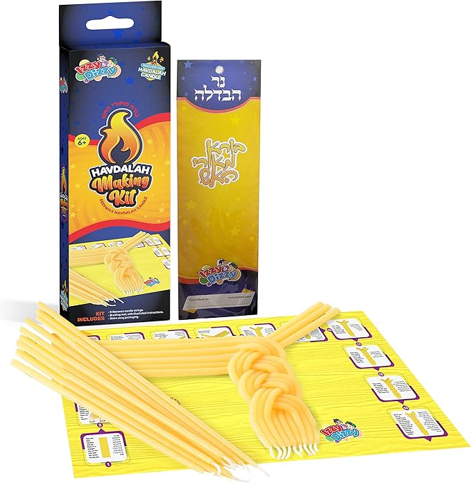 Izzy 'n' Dizzy Havdalah Candle Making Kit for Kids, DIY Candle Arts and Craft Kits, Braided Wax Candle Making Kit for Adults and Kids, Create Your Own Braided - Yellow Beeswax
