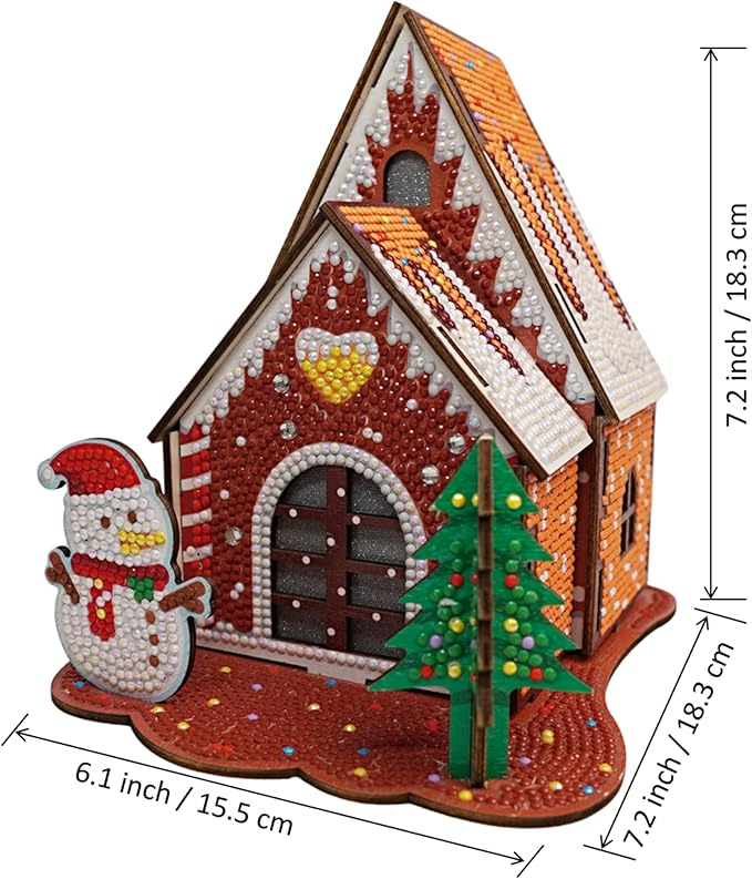 Party Ready 3D Diamond Painting Gingerbread House Christmas Cabin Kit – DIY Holiday Décor, Full Drill Mosaic Art, Festive Craft Kit (Christmas Cabin)