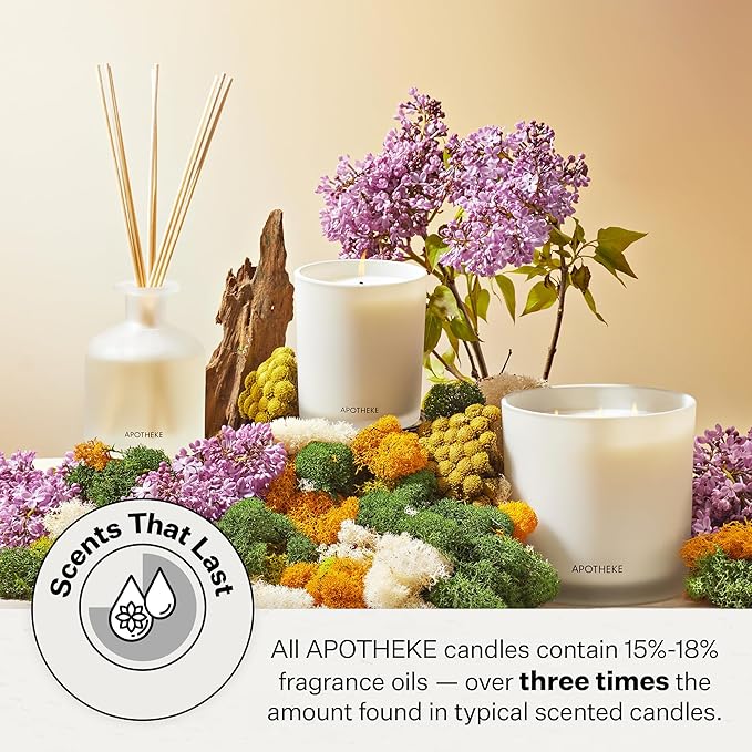Apotheke Signature Scented Candles for Home, Santal Rock Rose - 10.5 oz - Soy Wax, Non Toxic, Large Jar White - Luxury Candle Gifts for Women & Men - Sandalwood, Rose, Musk, and Leather