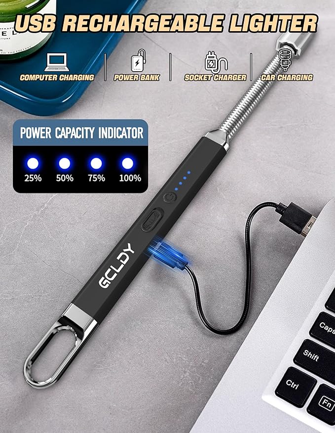 Electric Candle Lighter, Best Stocking Stuffers 2025 for Women Men Adults, Birthday Gift for Women Wife Mom Sister Nana Men, Long Rechargeable Lighter for Candle Grill Home Kitchen BBQ Camping