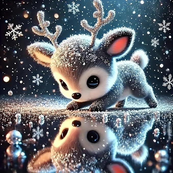 APTDYIGL 5D Deer Diamond Painting Kits for Adults Beginner,DIY Snowy Landscape Diamond Art Kits for Adults,Round Full Drill Diamond Dots with Gem Art Kits,Home Wall Decor 13.7X13.7inch