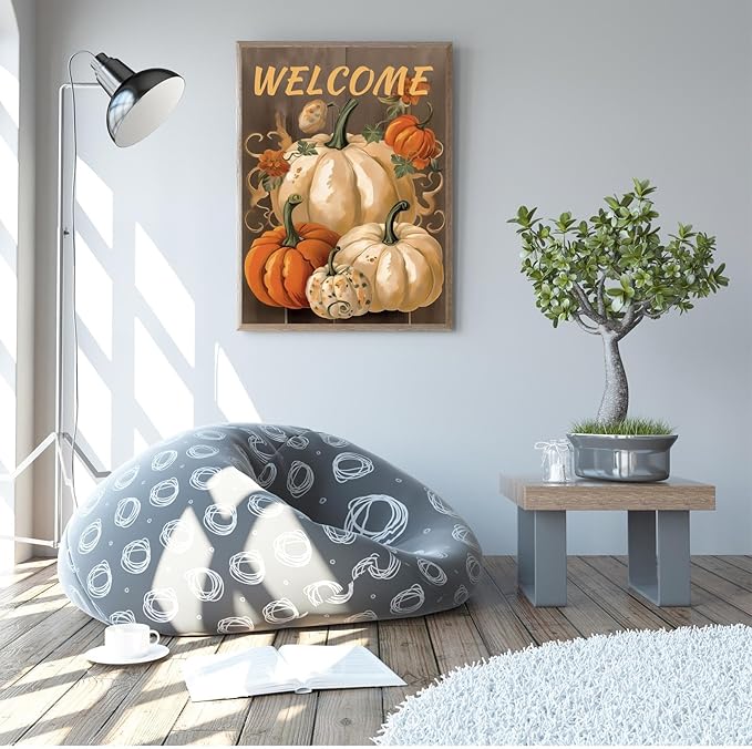 GUAIEUW DIY Diamond Painting Kit - Autumn Pumpkin Diamond Painting, 5D Full Round Diamond Diamond Art Painting for Adults with Accessories, Home Wall Decor Premium Gift 16x24 Inch