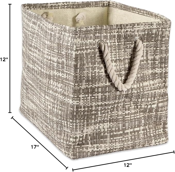 DII Woven Paper Storage Bin, Tweed, Gray, Large