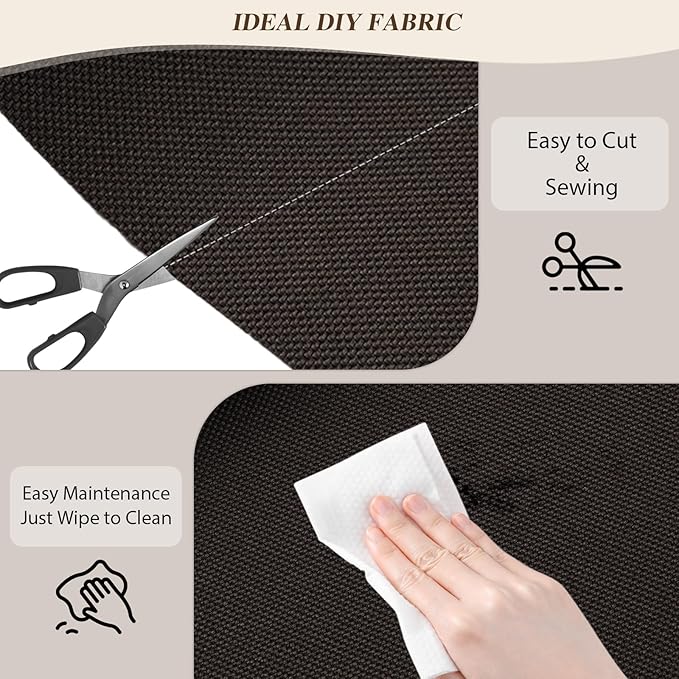 ANMINY 100% Waterproof Outdoor Fabric 3 Yards, 58" W 600D Marine Canvas Fabric with PVC Backing, Ripstop Upholstery Material by The Yard for Furniture Boat Covers Tent Awning, Dark Brown