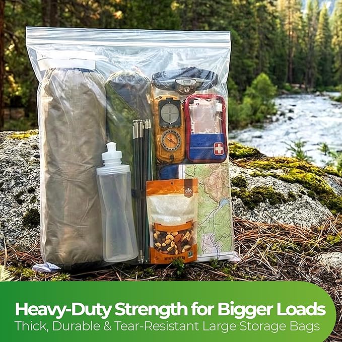 5 Gallon Storage Bags - 10 Count, Extra Strong And Super Durable, 2 Mil Thick, Leak-Proof Unique Zipper, Extra Large Storage Bags for Home & Travel
