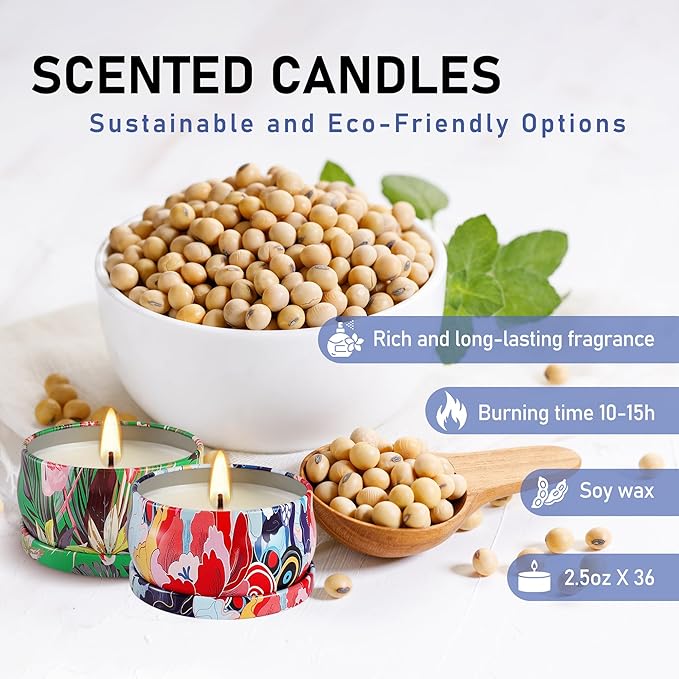 Set 36Pack Scented Candles,Candvent Calendar 2025,Gifts Soy Wax Travel Tin Jar Candles for Home 2.5 OZ jar Candles for Mom for Christmas, Birthday, Thanksgiving, Mother's Day