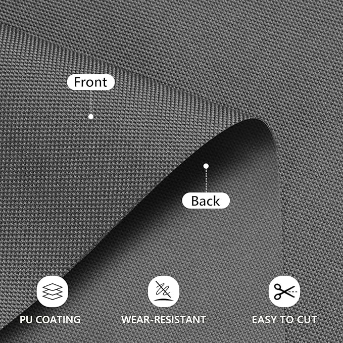 Waterproof Canvas Fabric by The Yard 58inch 600D Upholstery Material Polyester Fabric Outdoor Water Resistant Fabric for Sewing Chair Patio Cushion Purse Bag Interior, Pre Cut 2 Yard Grey