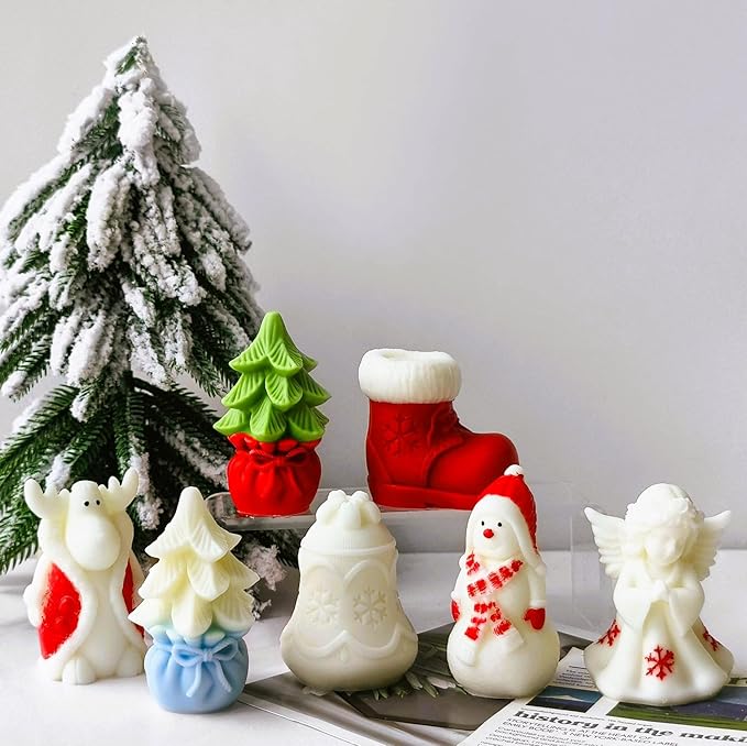 Bells Soap Molds, Jingle Bells Silicone Mold for Candle Soy Wax DIY Handcraft, Snowflake Resin Molds Gift Wedding Party Home Dinner Festive Days Car Christmas Decoration