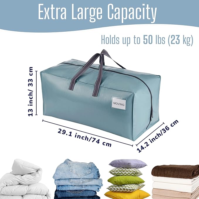 VENO 8 Pack Heavy Duty Moving Bags with Backpack Straps, Zippers & Handles, Extra Large Packing Bags for College Dorm Essentials, Moving Supplies Alternative to Cardboard Moving Boxes
