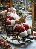APTDYIGL 5D Christmas Diamond Painting Kits for Adults Beginner,DIY Santa Claus Reading Book Diamond Art Kits for Adults,Round Full Drill Diamond Dots with Gem Art Kits,Home Wall Decor 12X16inch