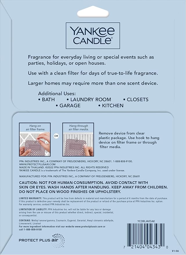 Yankee Candle Dried Lavender & Oak Whole Home Air Freshener (Pack of 4)