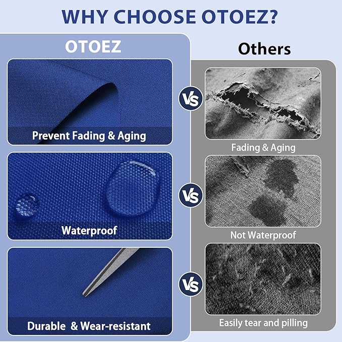OTOEZ 600D Waterproof Canvas Fabric by The Yard, Fade & UV Resistant Outdoor Upholstery Material 58" W Water Resistant Cordura Fabric for Marine Boat Awning Tent Chairs DIY, 10 Yards Royal Blue