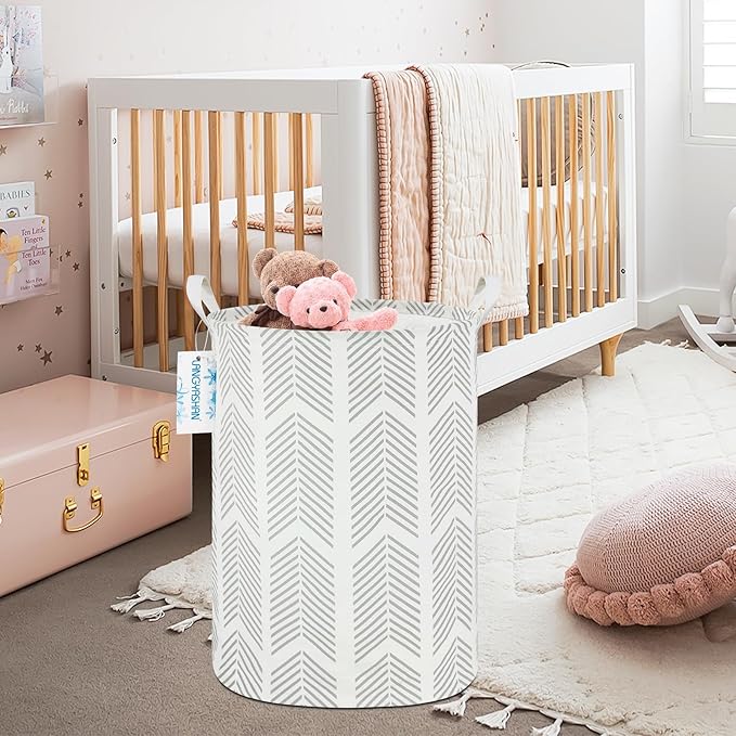 LANGYASHAN Laundry Basket Canvas Fabric Collapsible Organizer Basket for Storage Bin Toy Bins Gift Baskets Bedroom Clothes Children Nursery Hamper (Arrowhead)