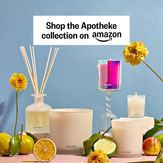 Apotheke Signature Scented Candles for Home, Bergamot Tangerine - 10.5 oz - Soy Wax, Non Toxic, Large Jar White - Luxury Candle Gifts for Women & Men - Vanilla, Amber, Dahlia, and Champagne