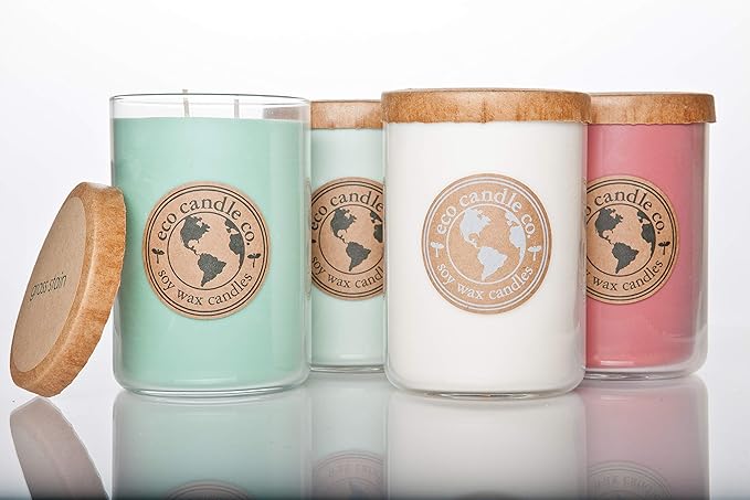 ECO CANDLE CO. Recycled Candle, Caramel Apple, 26 oz. Double Wick - Scents of Granny Smith Apples and Creamy Caramel - 100% Soy Wax, No Lead, Kraft Paper Label & Lid, Hand Poured, Phthalate Free