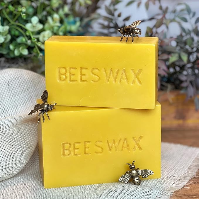 100% Pure Beeswax Block – Natural, Filtered & Cosmetic Grade – Locally Sourced, Additive-Free – for Skincare, Salves, Balms, DIY Crafts & Candle Making (1lb / 2lb Size) (2, Pounds)