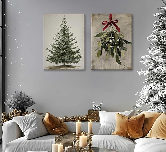 Paint by Number Kit for Adults & Kids, 2 Pack Christmas Scenes 16x20 Inch Framed, DIY Acrylic Painting Kit with Brushes & Paints, Festive Home Art Decor