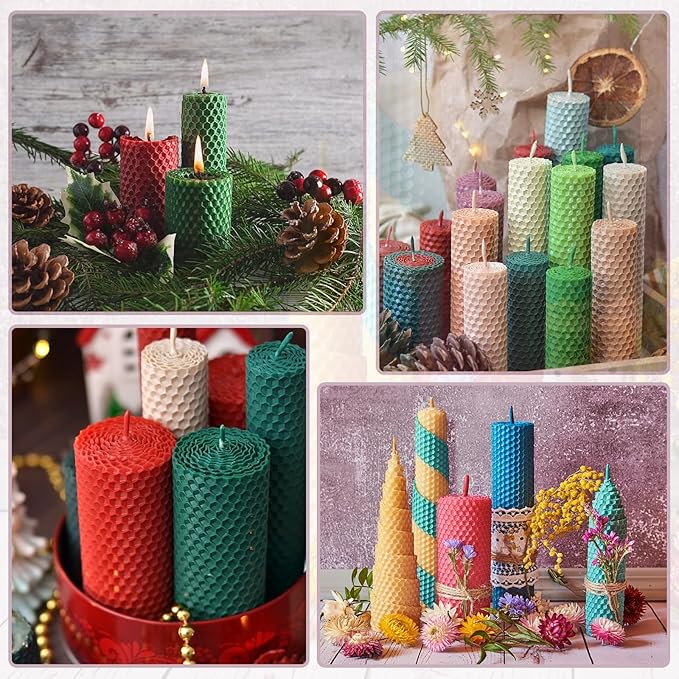 MECCANIXITY Beeswax Candle Making Kit,8x8 Inch 5pcs Orange Beeswax Candle Sheets with 1pcs Cotton Wick for DIY Craft Gift Making