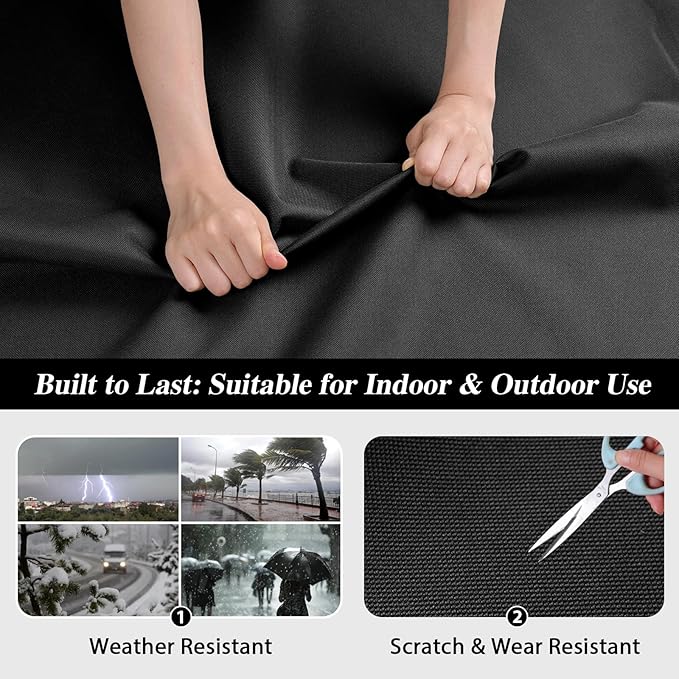 ANMINY 100% Waterproof Outdoor Fabric by The Yard, 58" W 600D Marine Canvas Fabric with PVC Backing, Ripstop Upholstery Material for Furniture Boat Covers Tent Awning, 1 Yard Black