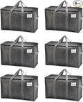 VENO 6 Pack Heavy Duty Moving Bags, Extra Large Storage Bags with Reinforced Handles & Strong Zippers, Foldable & Reusable Moving Box Alternative for Clothes & Dorm Storage