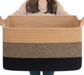Goodpick Large Blanket Basket 22" x 17" x 12" Wicker Laundry Baskets for Organizing, Decorative Woven Rope Basket for Living Room Bedroom, Rectangle Toy Storage Baskets for Kids