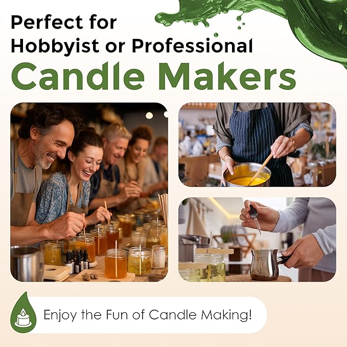 Green Liquid Candle Dye (1 oz) - Made in the USA - Safe and Easy to Use - Pure and Simple Ingredients - Candle Making Supplies for Soy, Paraffin, Palm or Gel Wax - 10 Vibrant Colors to Choose from