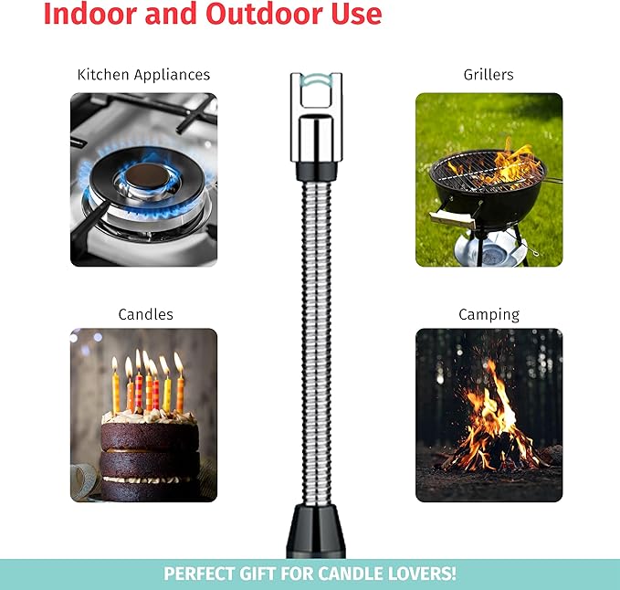 Custom Extra Long Electric Lighter, USB Rechargeable Candle Lighter, Reusable Electric Lighter with Charger for Indoor and Outdoor, Camping Essential for Men and Women, Engravable Designs (Rose Gold)