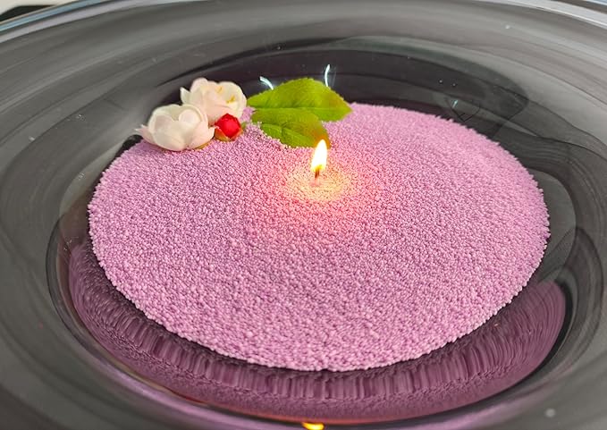 DRMAISON Pearled Candle Wax Sand DIY Kit - 35.3 oz, Light Purple, Non-Toxic&Smoke-Free, Refillable with 60 Wicks, Long-Lasting Flame, Highly Customizable for Wedding, Party&Holiday Decor
