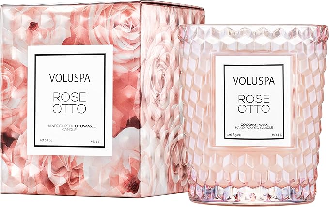 Voluspa Rose Otto, Classic Candle Jar, 6.5 Ounce, 40 Hour Burn Time, Coconut Wax for Clean Burning, Handcrafted in The USA