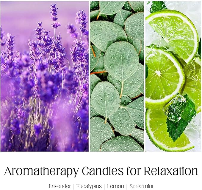 KOTKAS Lavender Eucalyptus Scented Candles - 8oz Natural Scented Soy Candles for Home Non Toxic Aromatherapy Lavender Candles Gifts for Women Bath Relaxing Calming Soothing Relaxation Stress Relief