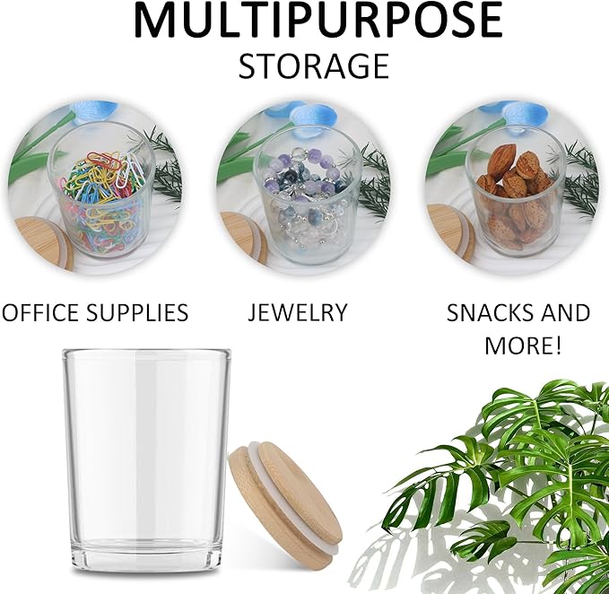 MILIVIXAY 12 Pack 7 OZ Clear Thick Glass Candle Jars with Lids - Bulk Empty Candle Jar for Making Candle - Spice, Powder Containers.