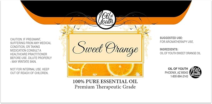 Oil of Youth Essential Oils 4oz - Orange (Sweet) Essential Oil - 4 Fluid Ounces