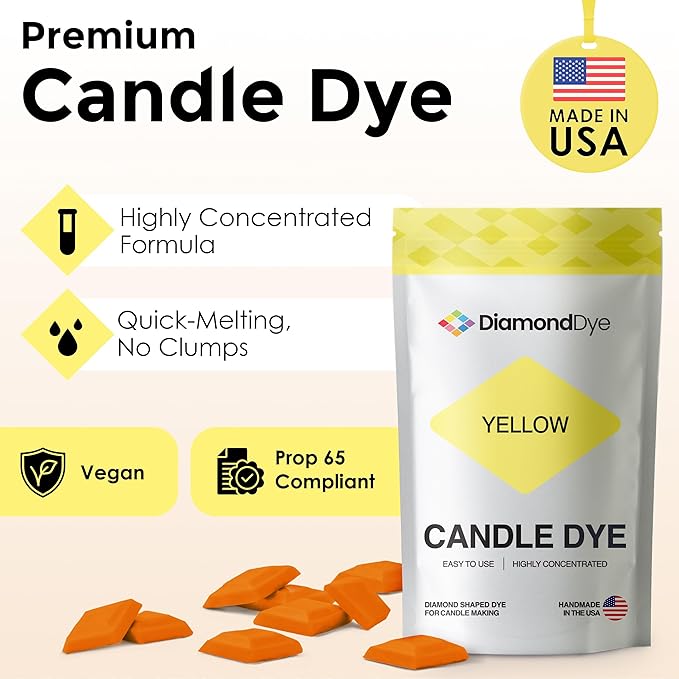 Yellow Candle Dye - Made in The USA - Premium Colorants - Highly Concentrated - Popular Colors for Paraffin or Soy Wax - Great for Professionals or Hobbyist - 10 Dye Chips