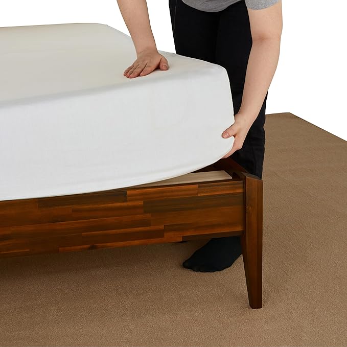 Bme Dinkee 15" Solid Wood Platform Bed Frame Without Headboard - Japanese Joinery Bed Frame - Modern & Minimalist Style - Wood Slat Support - Easy Assembly - No Box Spring Needed - Chocolate, Twin