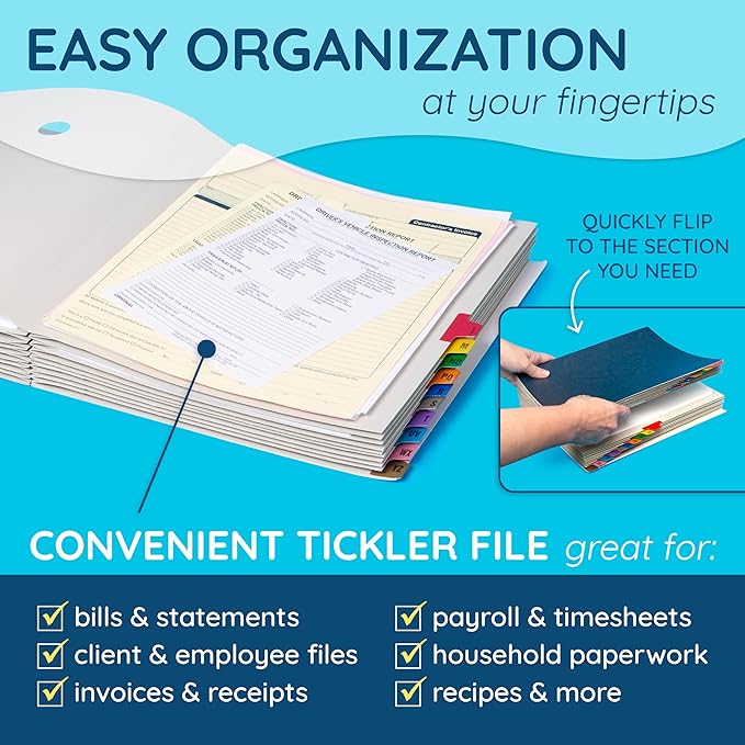 Blue Summit Expanding Desk File Sorter Organizer, Alphabetical File Organizer, Desk Sorter, Letter Size, 20 Dividers for A-Z Accordion File Organizer