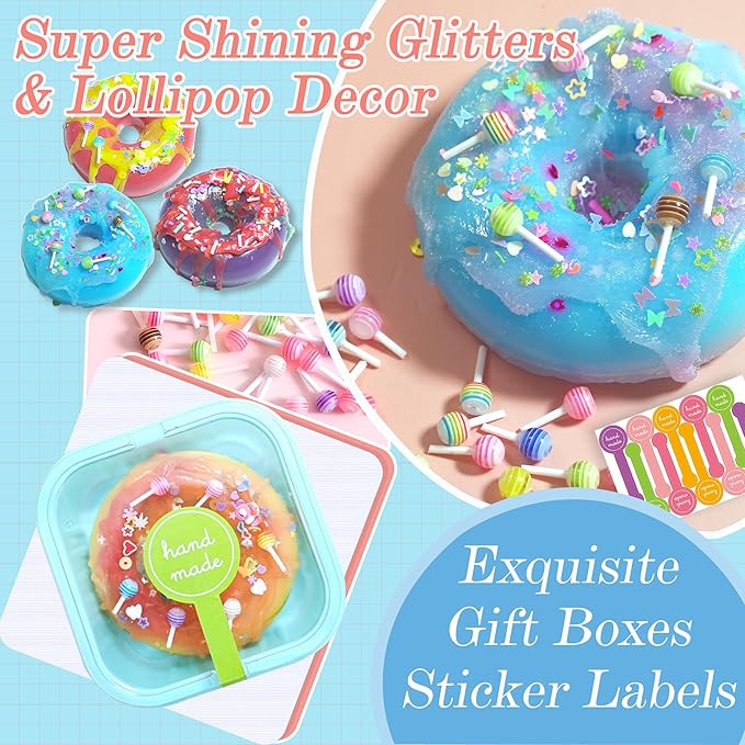 BRIPATI Soap DIY Making Kit - Soaps Crafts Supplies Set for Adults Include Soap Base, Silicone Donut Mold, Fragrance Oil, Liquid Dyes, Glitters, Birthday & Holiday Gift