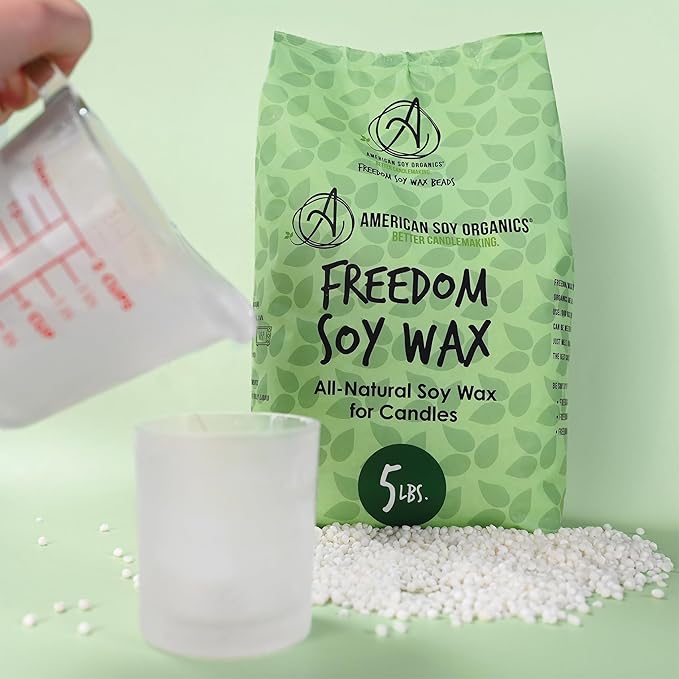 American Soy Organics Freedom Soy Wax Beads for Candle Making - Natural Candle Making Supplies - Paraffin-Free, Beeswax-Free Candle Wax for Container Candles, Tealights and Wax Melts, 10 lbs