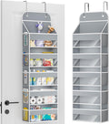 COOLBEBE Over the Door Organizer, 5-Shelf Door Organizer Hanging with10 Side Pockets, 44LB Behind the Door Organizer for Bathroom Bedroom Closet and Baby Essentials (1PC, Grey)