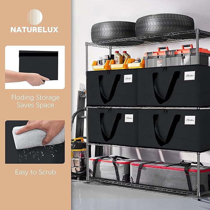 NATURELUX Heavy Duty Moving Bags - Extra Large Packing Bags and Storage Totes, Collapsible and Foldable Option for Moving and Storage, Multicolored, 125 L - 6 Pack