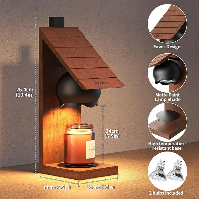 Wooden Candle Warmer Lamp - Rustic Cabin-Shaped Wax Melter with Vintage Farmhouse Charm, Wall-Mountable Flameless Candle Heater for Scented Wax, Decorative Night Light for Home, Bedroom，New home ﻿