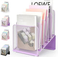 LEKETREE File Organizer for Desk, Desk Organizer with 5-Section Vertical File Rack, File Folder Organizer (Purple)
