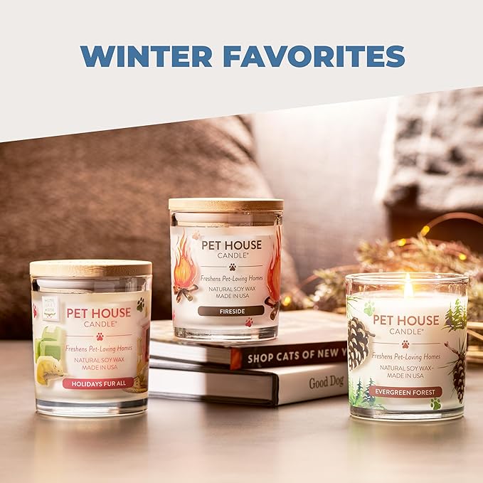 One Fur All Pet House Candle 2 Pack - Plant-Based/Soy - Clean Burning Scented, Long Lasting Pet Odor Candle for Home -Sweet Cranberries