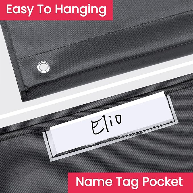 Godery School Pocket Chart, 30 Signatory Pocket, Heavy Duty Hanging File Folders Pocket Chart Cascading Organizer & 5 Hangers Hooks, Perfect for Classroom, School, Office or Home Use