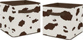 Sweet Jojo Designs Brown and Cream Cow Print Foldable Fabric Storage Cube Bins Boxes Organizer Toys Kids Baby Childrens for Wild West Collection Set of 2