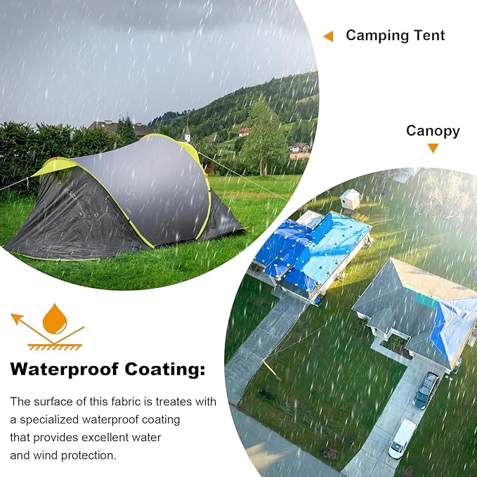 Waterproof Canvas Fabric - 58" Wide 600D Upholstery Polyester Material - Durable Indoor Outdoor Water Resistant Fabric for Furniture Cover Cushion Home Awning (Black_Clear PU Coating, 1 Yard)