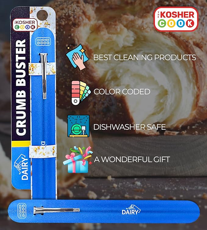 Dairy Blue Crumb Buster – Quick and Efficient Metal Crumb Remover – Dust of Tables and Countertops for Quick Cleaning - Color Coded Kitchen Tools by The Kosher Cook