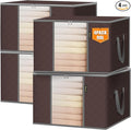 BALEINE 4 Pack Clothes Storage Bags, 24 Gallon Storage Containers with Reinforced Handle, Sturdy Zipper, Closet Organizer for Blanket, Comforter, Pillow, Bedding (Brown, 4 Pack)